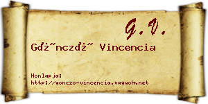 Göncző Vincencia névjegykártya